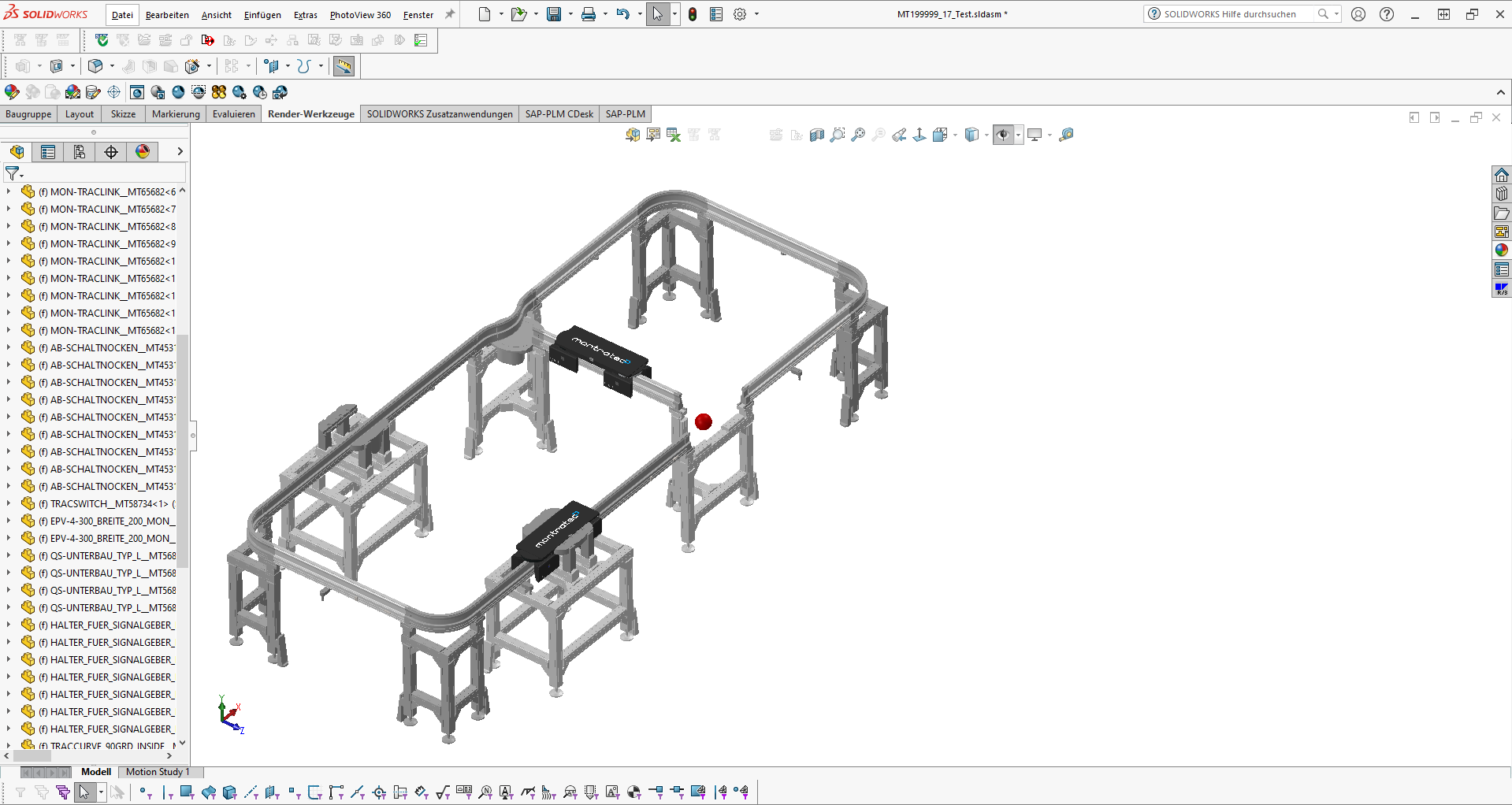 montratec Screenshot aus SOLIDWORKS mit Platzhaltern